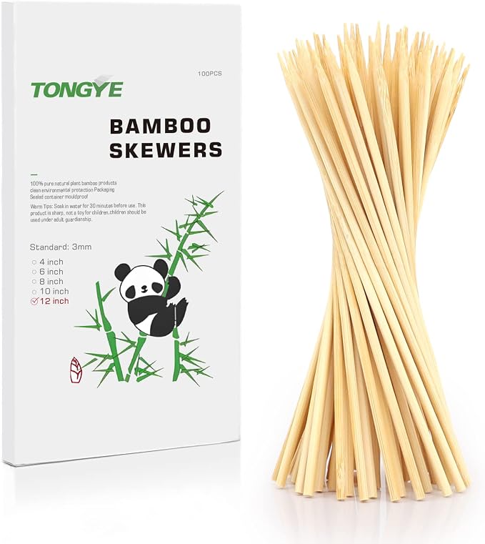 12 inch Bamboo Skewers, Premium Wooden Skewers without Splinters, Skewers by TONGYE