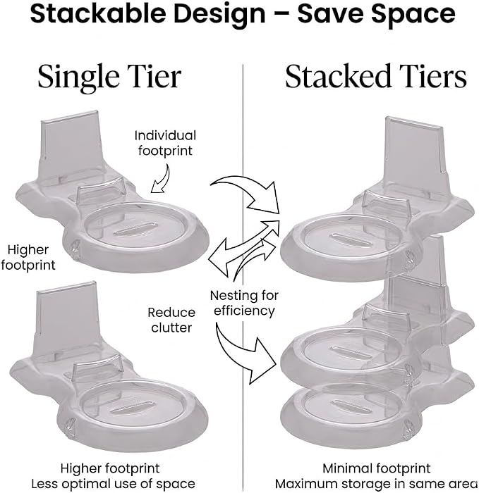 HOHIYA 12 Pack Stackable Acrylic Teacup Stand Clear Cup and Saucer Holder - Image 2