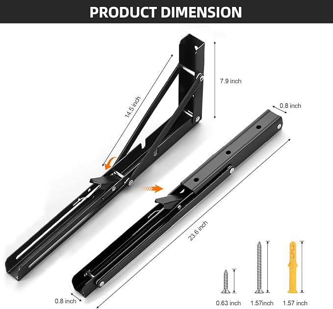 Folding Shelf Brackets 24 inch Foldable Shelf Bracket Heavy Duty Collapsible - Image 4
