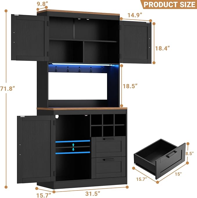 Unikito 72" Tall Kitchen Pantry Cabinet - Image 2