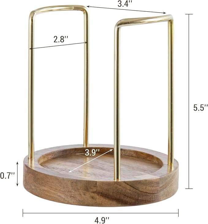MyGift Premium Acacia Solid Wood and Brass Tone Metal Wire Countertop Plastic - Image 5