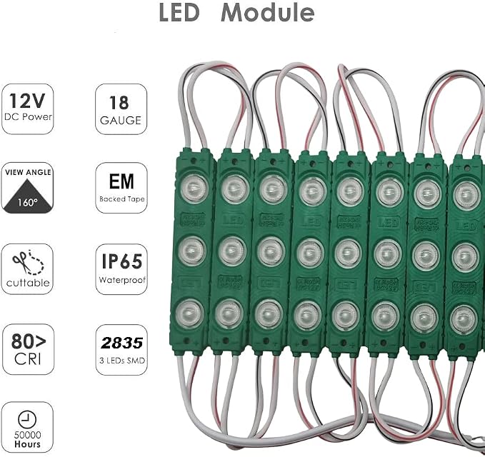 Storefront Lights 100PCS LED Module Green Light - Image 2