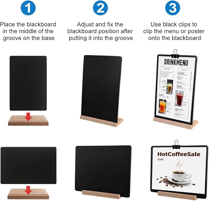 Desktop Chalkboard，Comes with Solid Wood Base，7.9x12″，Small Chalkboard - Image 5