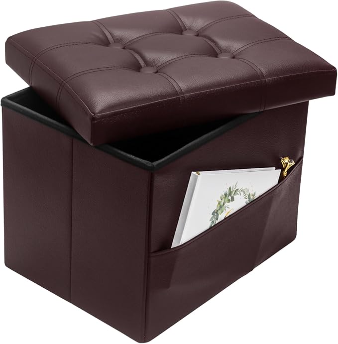 Bsketa Storage Ottoman Foot Rest Stool, Small Leather Storage Ottomans Bench by Bsketa