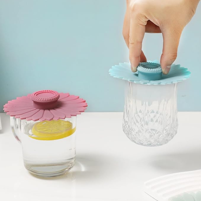 Sunflower Silicone Cup Covers ， Multicolored Silicone Lids - Image 5