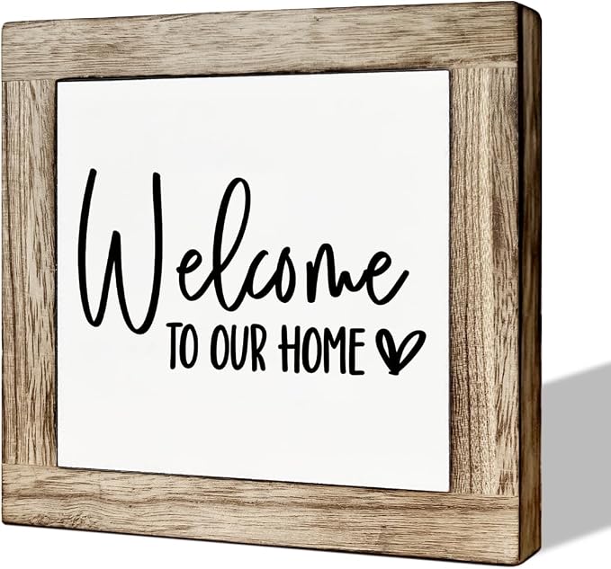Welcome Sign, Wooden Box Signs for Home Decor, Freestanding Welcome Decor Sign by MLTEye