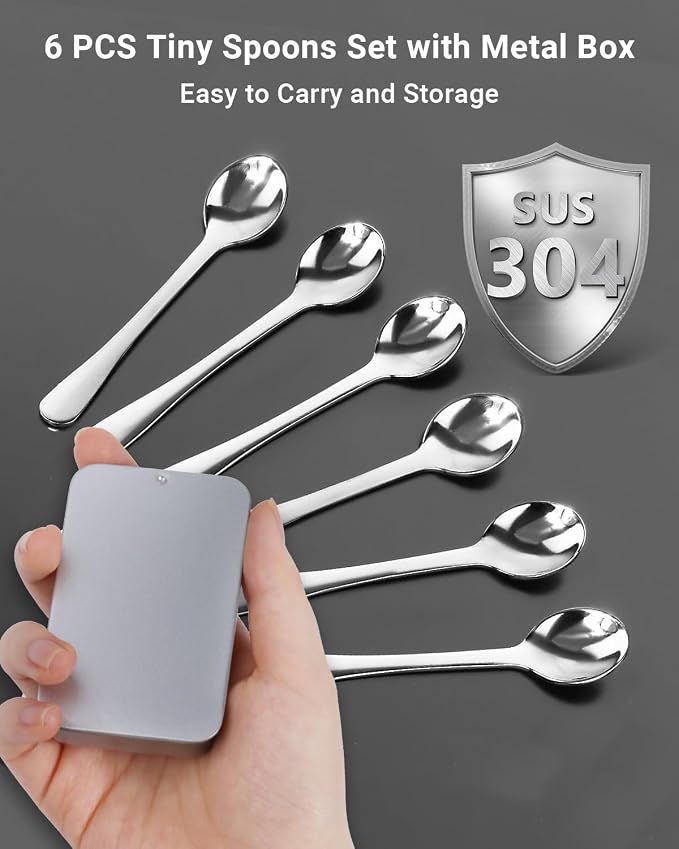 6PCS Tiny Spoons Upgraded Larger Size 3.56 inch - Image 5