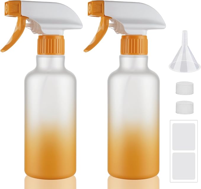 Plastic Spray Bottles 12oz 2 Pack Adjustable Mist/Stream Spraying Heavy Duty by Hethyo
