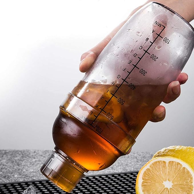 Cocktail Shaker, Plastic Clear Drink Shaker Cup Ice Tea Wine Mixer Bottle - Image 2