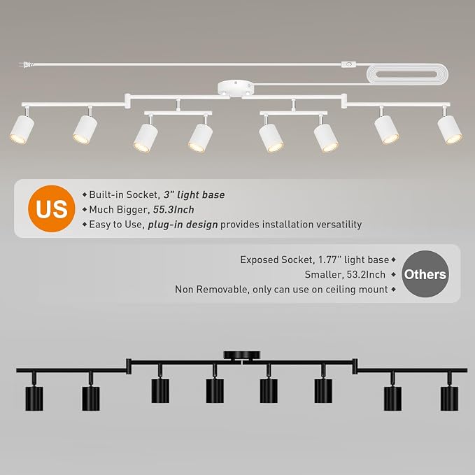 Plug in Track Lighting LED, Track Lighting Fixtures Ceiling, Plug in Wall Light - Image 2