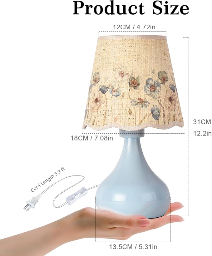 Ziqqeelam Blue Small Bedside Cute Table Lamp - Image 2