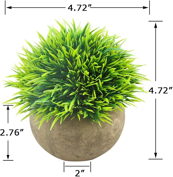 Mini Artificial Plants, Plastic Fake Green Grass Faux Greenery Topiary Shrubs - Image 2