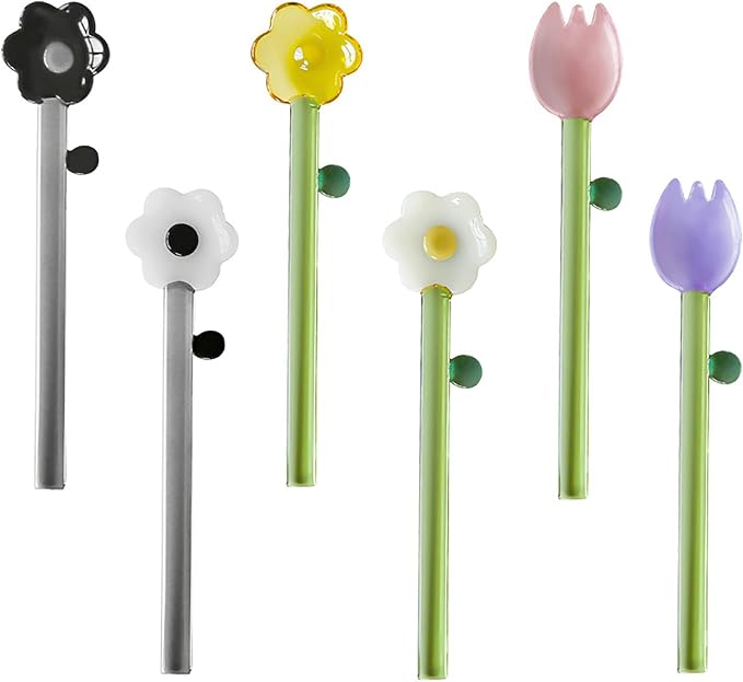 6 Pieces Coffee Spoon, Glass Coffee Stirring Spoons, Espresso Stirring Spoon by TMXAOK