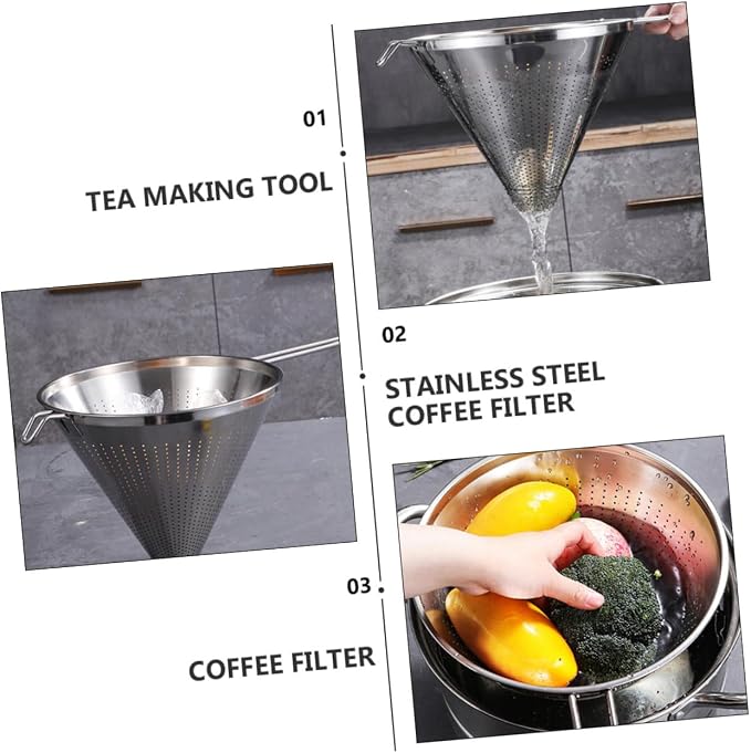 NUOBESTY 1Pc Stainless Drip Filter Funnel Reusable Kitchen Strainer - Image 2