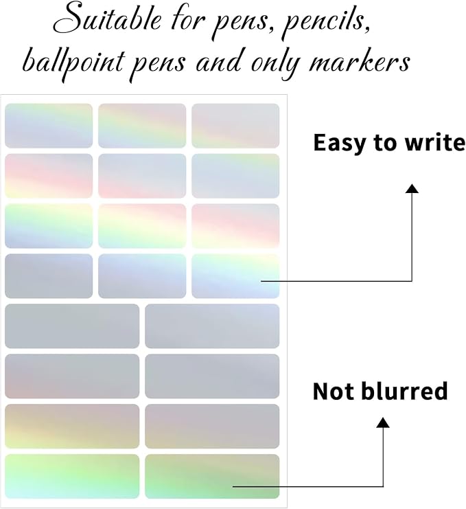 Holographic Label Stickers Writable Holographic Silver Gift Labels, Matte-Self - Image 3