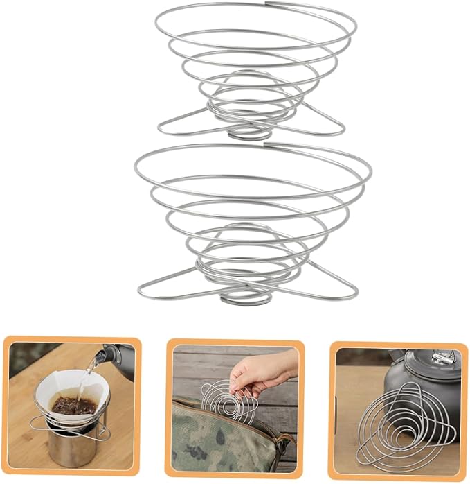 SUPVOX 2pcs House Hold Filter Cup Stainless Steel Drip Stand Camping Funnel - Image 7