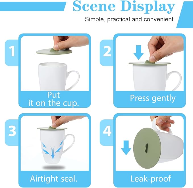 Ymapinc Silicone Lids for Cups, Silicone Cup Covers, Colored Universal Cup Lids - Image 6