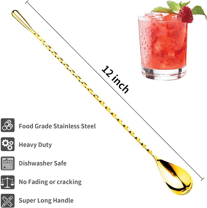 12 Inches Bar Spoon, Long Handle Mixing Stirrers - Image 2