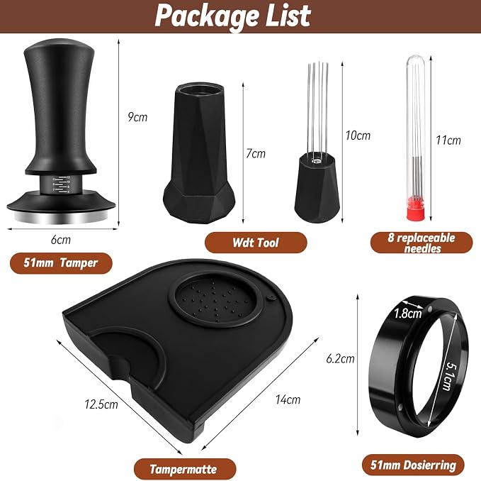 51mm Espresso Accessories Kit, Espresso Tamper Set, 51mm Spring Loaded - Image 2