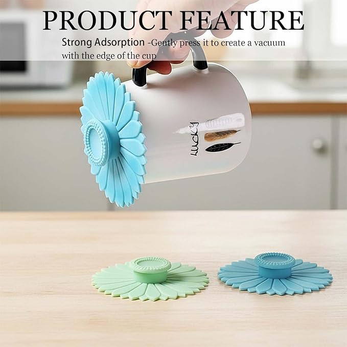 Sunflower Silicone Cup Covers, Reusable & Flexible Mug Covers and Silicone Lids - Image 3
