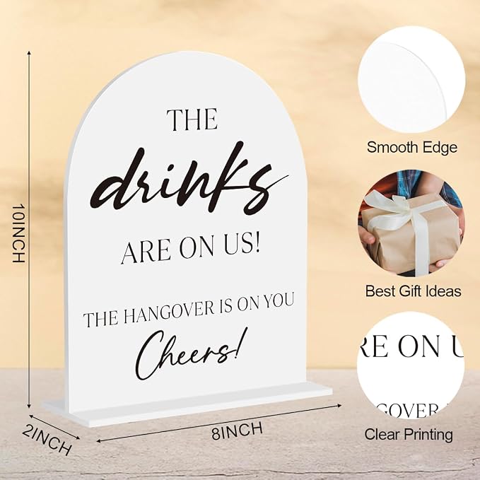 The Drinks Are On Us Acrylic Sign, Open Bar Sign, Wedding Engagement Bridal - Image 2