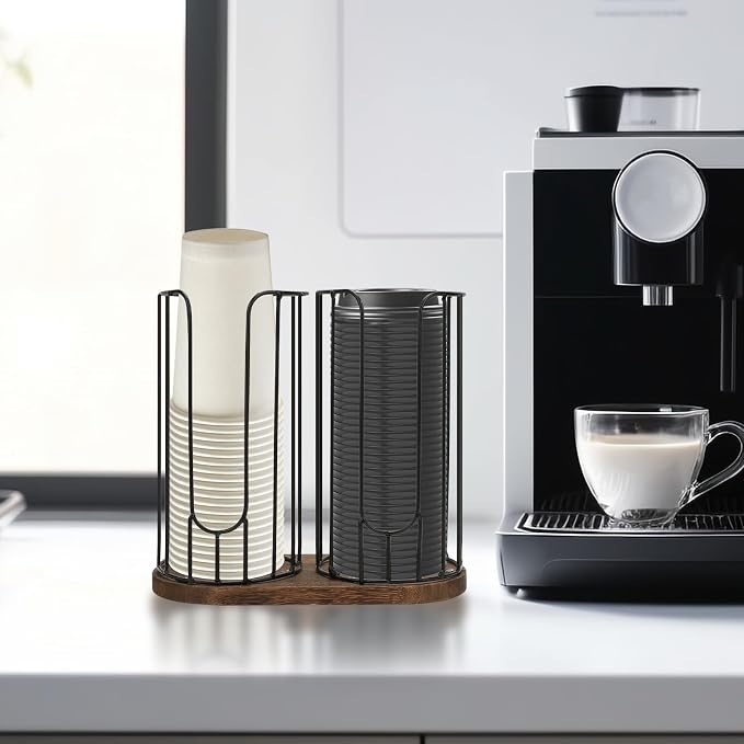 2-Compartment 18oz Coffee Cup Dispenser Rack - Image 7