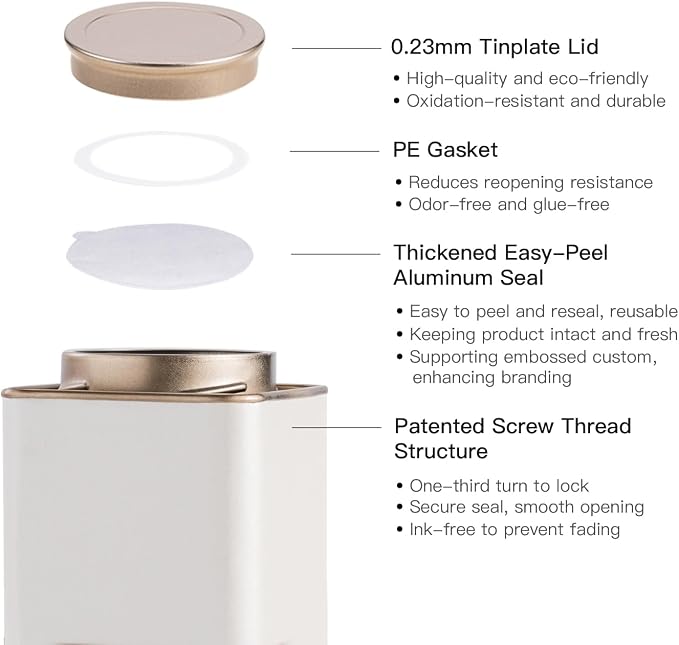2 Packs Airtight Tea Tins for Loose Tea Square Cans Matcha Canister Empty - Image 4