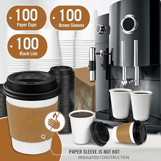 Ginkgo 100-Pack 8 oz Thickened Disposable Coffee Cups - Image 2