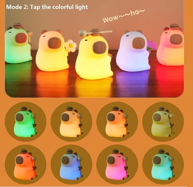 Capibara Night Light for Adults, Silicone Dimmable Animal Nightlight - Image 3