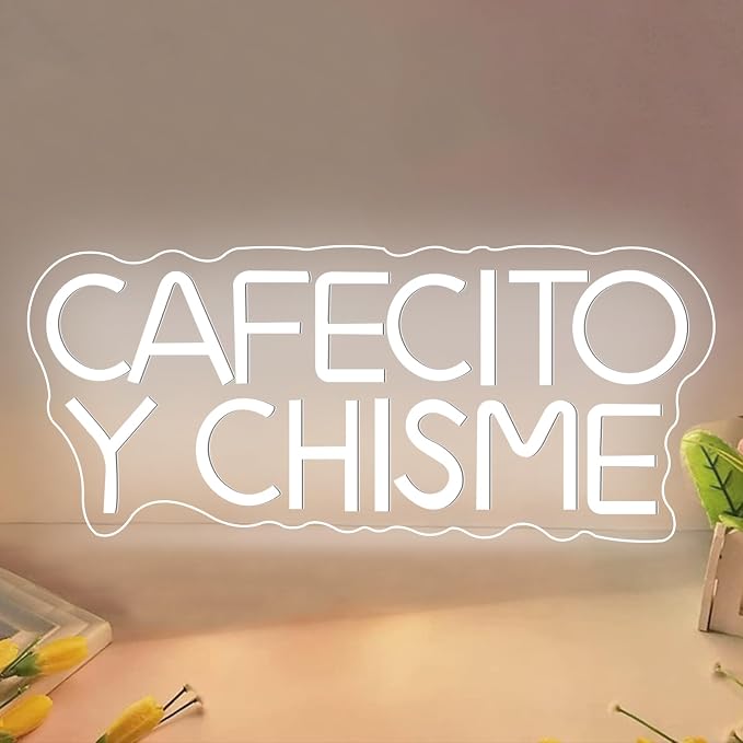 Cafecito Y Chisme Neon Sign Dimmable Cafecito Y Chisme Neon Light Gifts by KADAFAGO