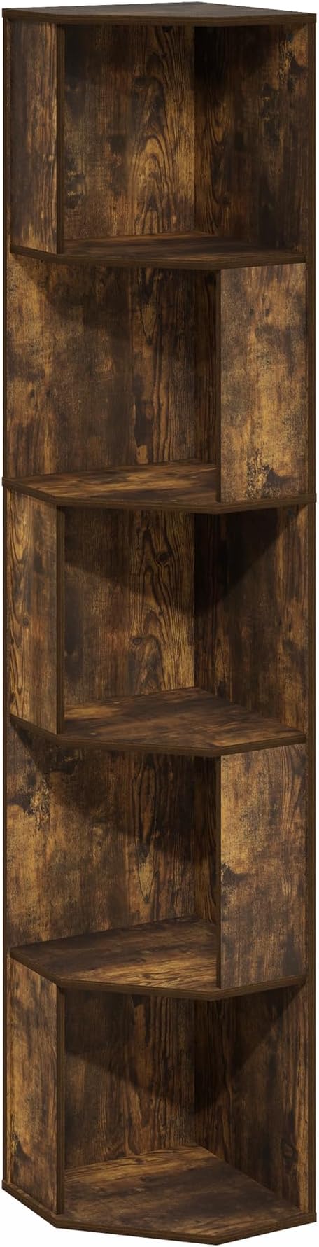 Furinno ECON Corner Shelf, 5-Tier Corner Book Shelf, Standing Storage Shelves - Image 6
