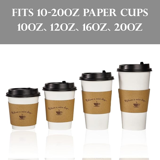 LITOPAK 200 Packs Kraft Paper Coffee Cup Sleeves, Coffee Sleeves, Disposable - Image 7