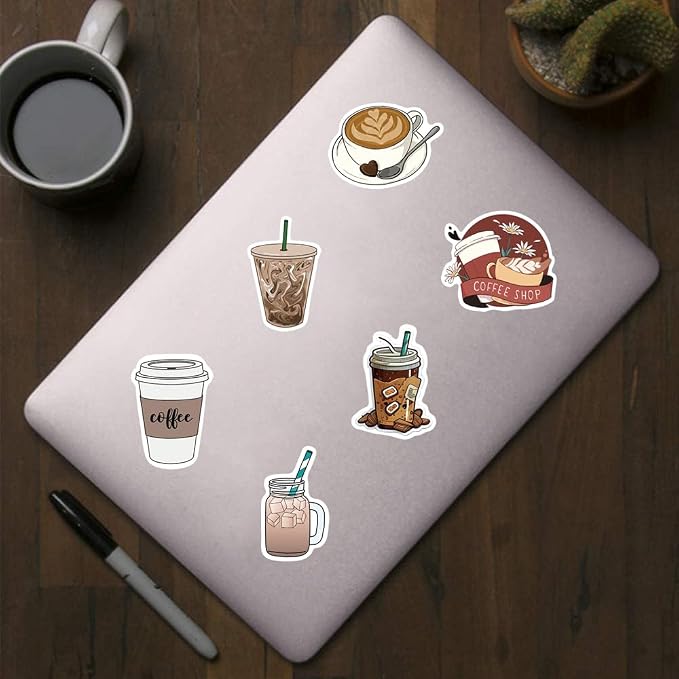 500Pcs Cute Coffee Stickers, Cartoon Drink 1 Inch Labels - Image 4