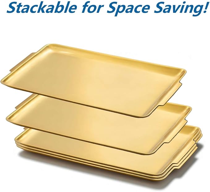 16.3" x 11" Large Serving Platters Set of 2, Stainless Steel Heavy-Duty Large - Image 9