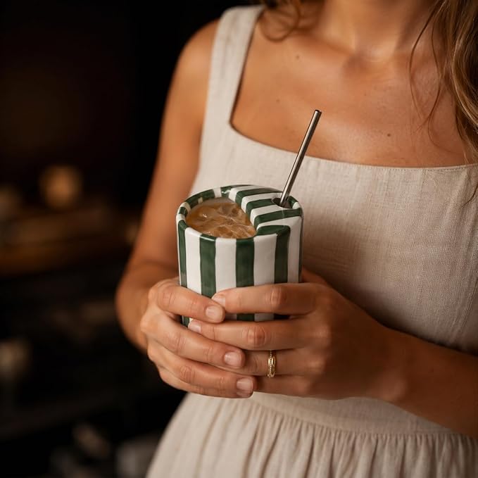 Ceramic Coffee Mug with Sip Hole Espresso Cup 10oz with Straws and Sleeve | - Image 7