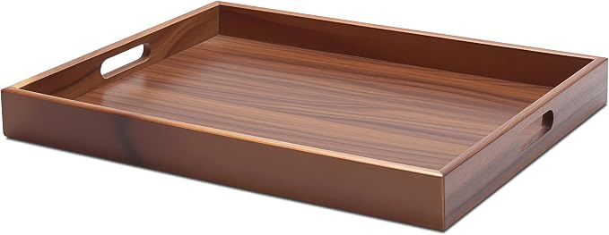 Large Tray for Ottoman Coffee Table, Large Wood Trays for Serving Food by YACEYACE