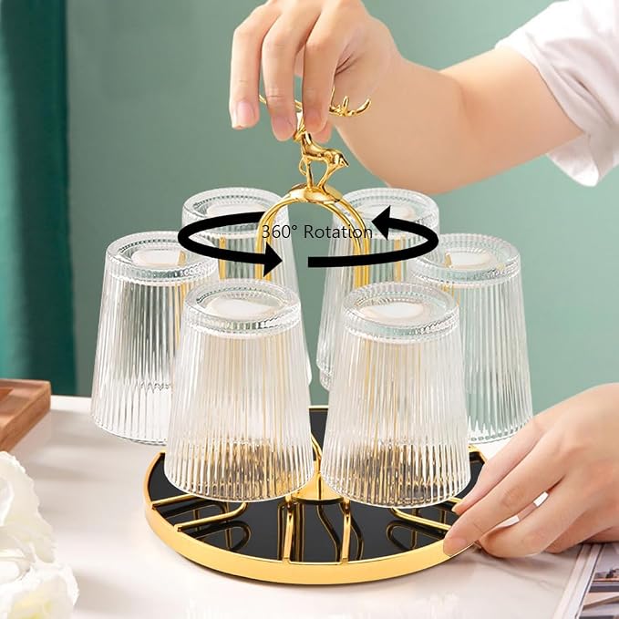 Rotating Bottle Drying Rack, Light Luxury Non-Slip Glass Cup Drying Holder - Image 3