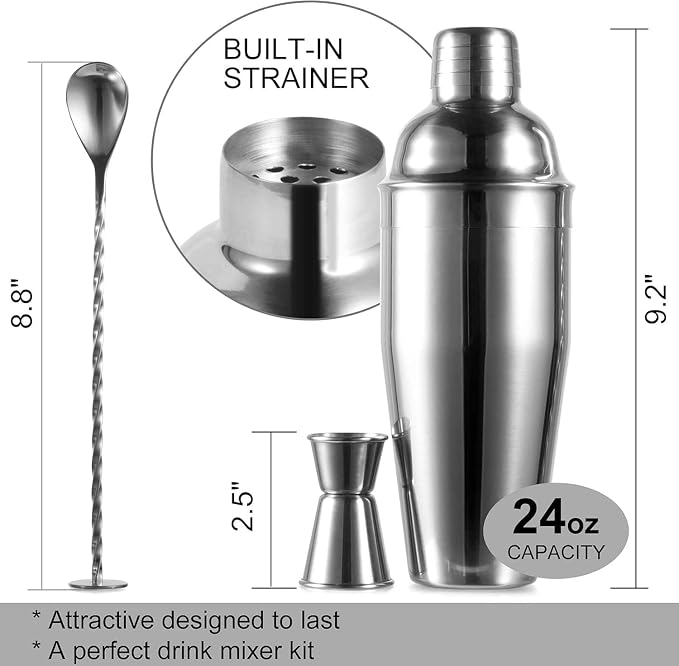 WPHUAW 24oz Cocktail Shaker Bar Set-Professional Margarita Mixer Drink Shaker - Image 2