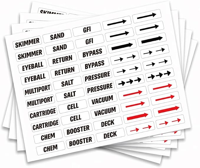 250 Pcs Pool Equipment Switch Sticker Labels, 50 Designs Transparent PVC by GOMAKERER