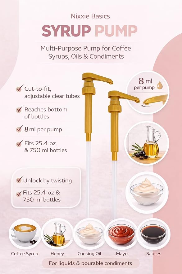 Coffee Syrup Pumps 750ml / 25.4oz Fits Syrup Pump Dispensers - Image 6