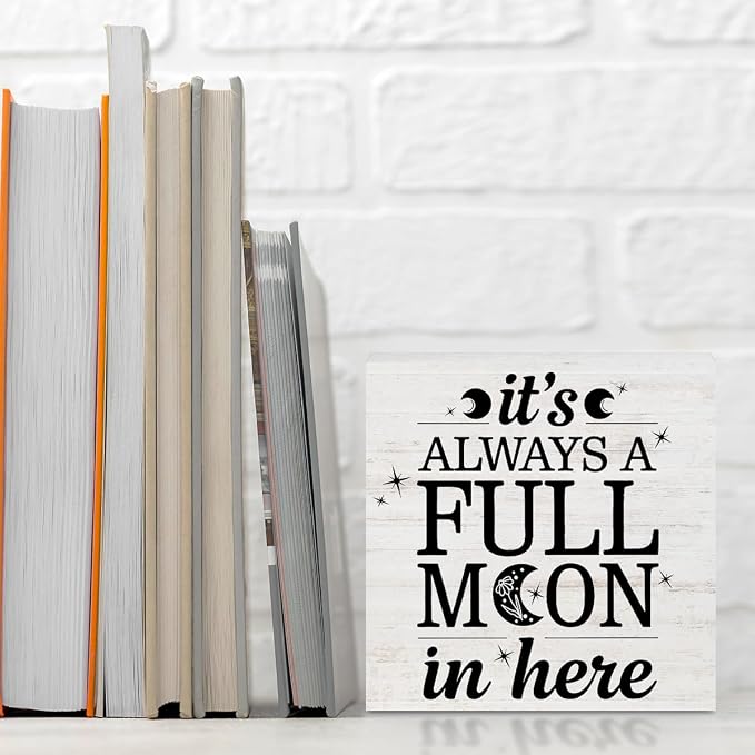 Rustic Full Moon Bathroom Wood Box Sign - Image 3