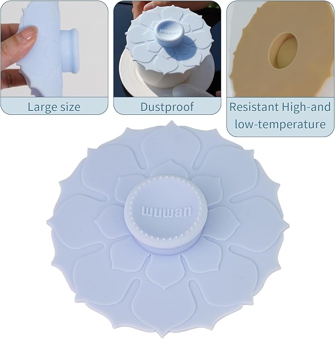 Silicone Cup Covers 4.1 Inch Reusable Silicone Mug and Cup Lids Suction Seal - Image 4