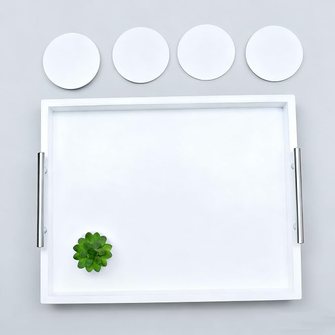 Serving Tray 16.5“X 13“ Deluxe Wooden Ottoman Food Tray - Image 6