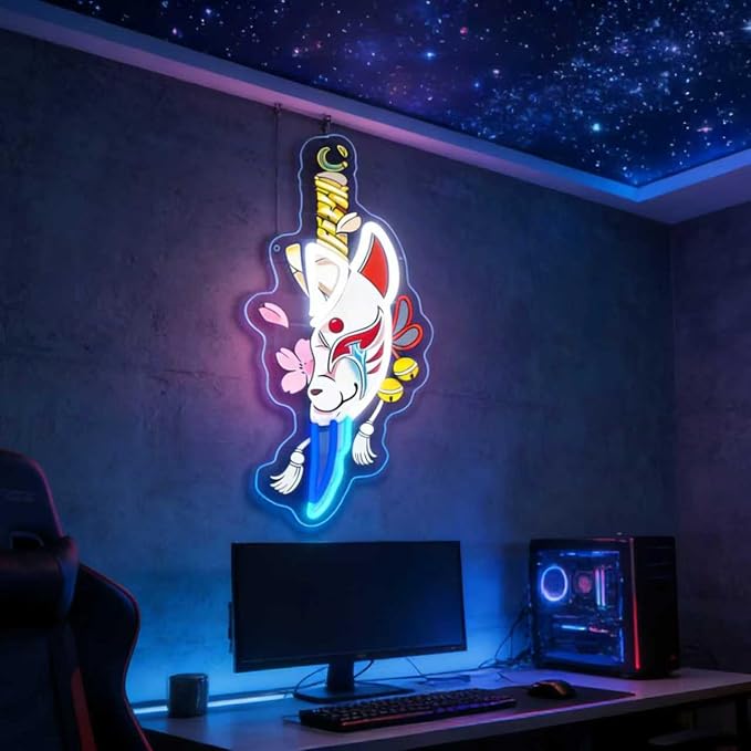 Anime Neon Sign, Japanese Fox Face Led Neon Light Signs - Image 6