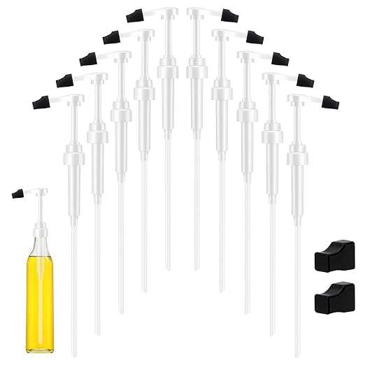 10 Pcs Coffee Syrup Pumps with Tip Covers, Compatible with Monin 750ml Glass by Ferrochef