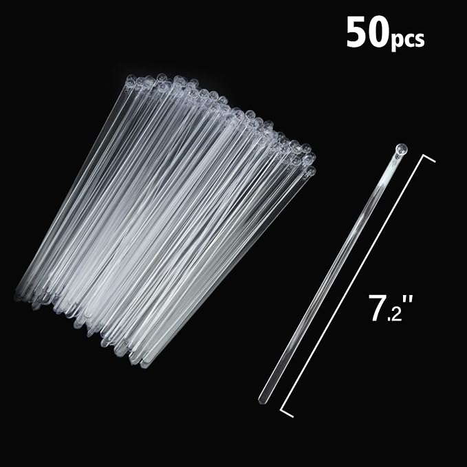 hapray 50-PCS Clear Plastic Swizzle Sticks, Crystal Cake Pops, Cocktail Coffee - Image 6