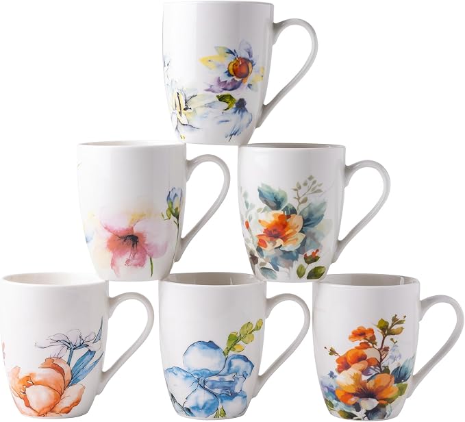 GBhome 12oz Coffee Mugs Set fo 6, Ceramic Coffee Mugs by GBhome