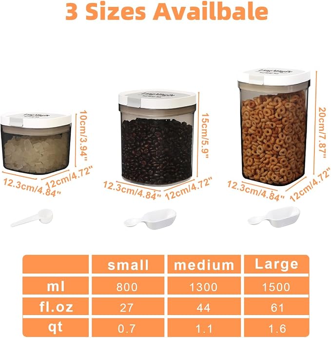 LANGMINGDE 3 Piece Airtight Kitchen Storage Canisters Set, Coffee and Dry Food - Image 3