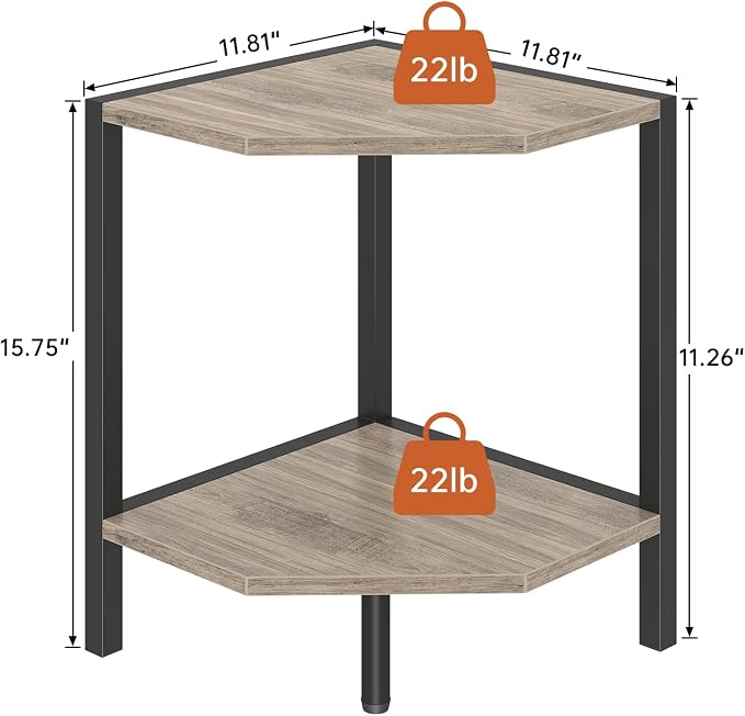 Corner Shelf Stand, 2 Tier Industrial Corner Bookshelf - Image 3