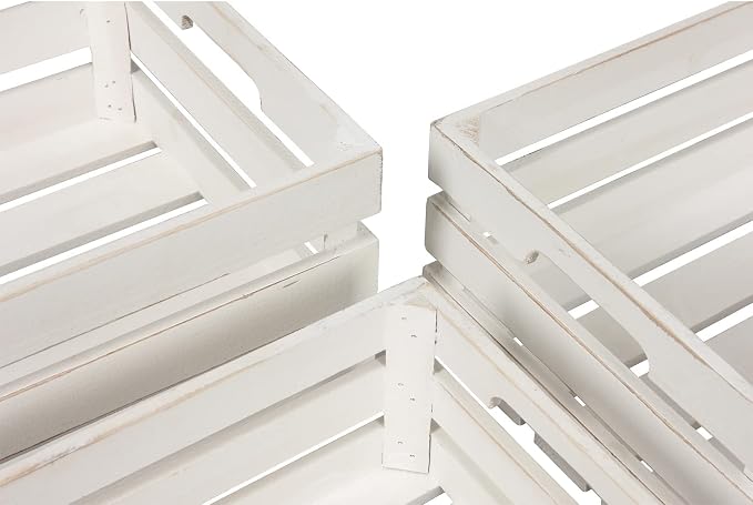 Rustic Wood Crates for Display White, Farmhouse Milk Crate Storage Bins - Image 6
